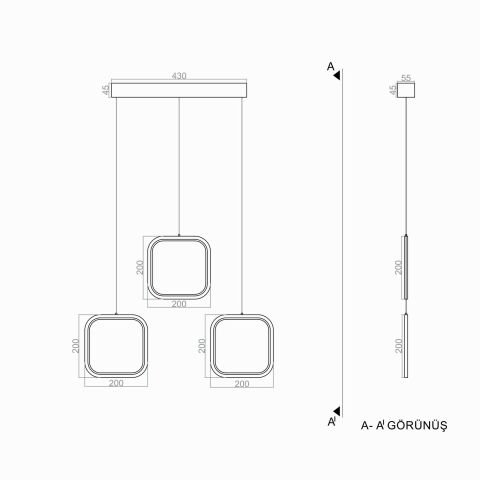 Sarkıt Led Avize Square Three PLA30601A Led Avize