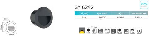 Goya Gy 6242 3 Watt Ledli Duvar Aplik