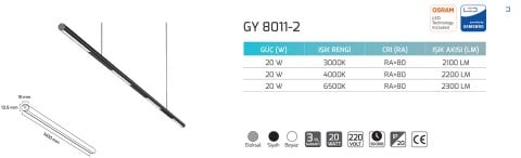 Goya Gy 8011-2 20 Watt Sarkıt Linear Armatür
