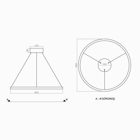 Sarkıt Led Avize Cirkel PLA30041B Led Avize