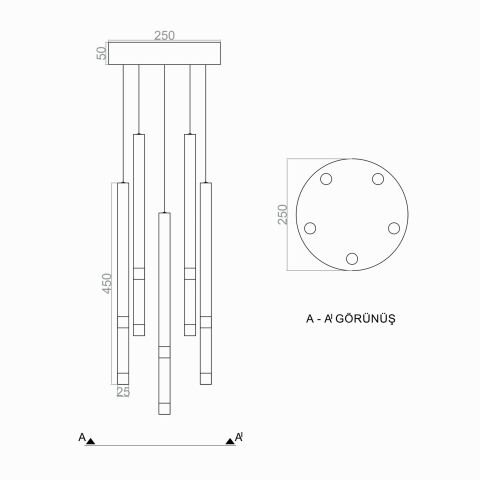 Sarkıt Led Avize Fold Rod PLA83051Y Led Avize
