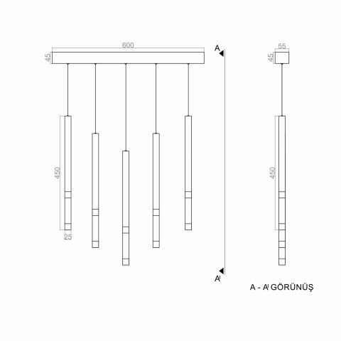 Sarkıt Led Avize Fold Rod PLA83051L Led Avize