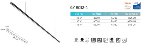 Goya Gy 8012-4 45 Watt Sarkıt Linear Armatür