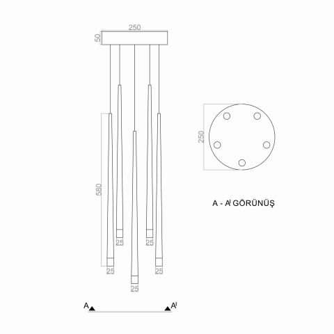 Sarkıt Led Avize Stalactite Rod PLA83021Y Led Avize