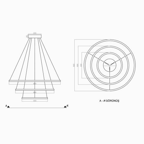 Sarkıt Led Avize 3Cirkel Pro PLA30043 Led Avize