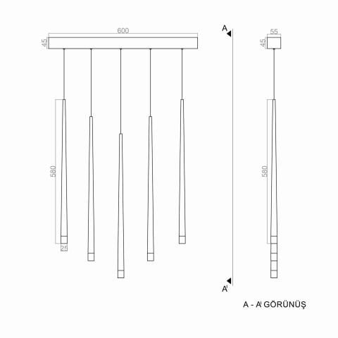 Sarkıt Led Avize Stalactite Rod PLA83021L Led Avize