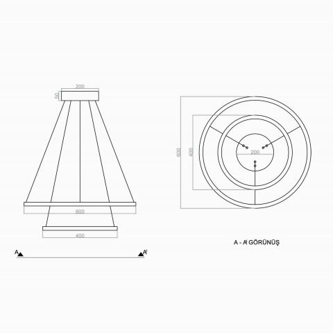 Sarkıt Led Avize 2Cirkel PLA30042 Led Avize