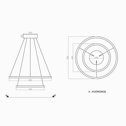 Sarkıt Led Avize 2Cirkel Pro PLA30042 Led Avize