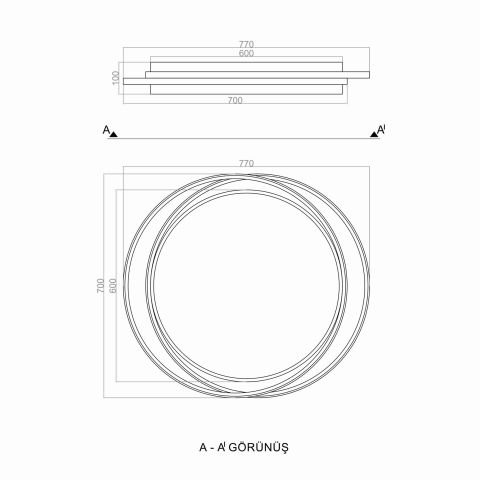 Plafonyer Led Avize PLA36504 İkili Oval Plafonyer