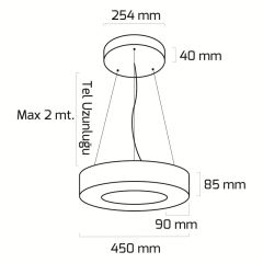 Goya Yuvarlak Simit-45 40 Watt Sıva Üstü ve Sarkıt Linear Armatür