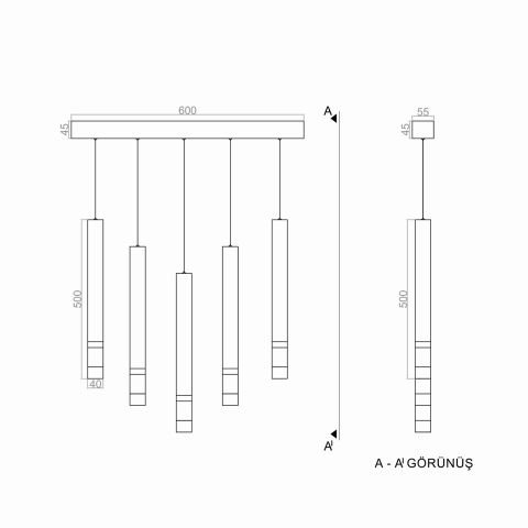 Sarkıt Led Avize Rod Pendant PLA83056L Led Avize