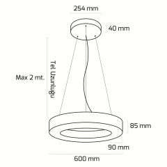 Goya Yuvarlak Simit-60 60 Watt Sıva Üstü ve Sarkıt Linear Armatür