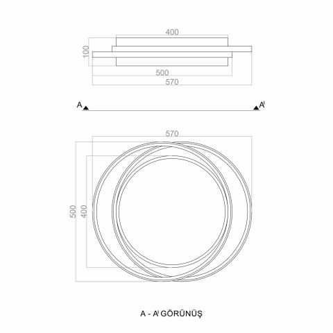 Plafonyer Led Avize PLA36503 İkili Oval Plafonyer