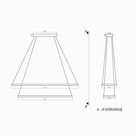 Sarkıt Led Avize 2Dörtgen PLA32010 Led Avize