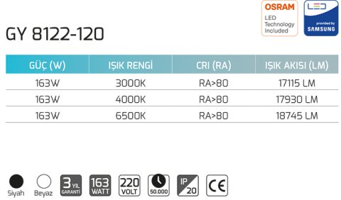 Goya Gy 8122-120 163 Watt Sarkıt Linear Armatur