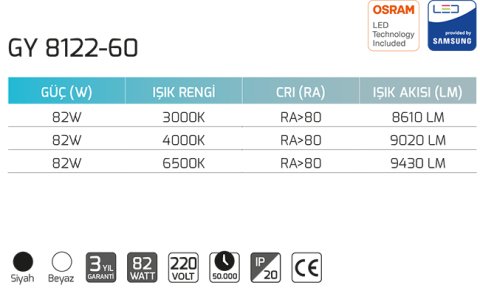 Goya Gy 8122-60 82 Watt Sarkıt Linear Armatur