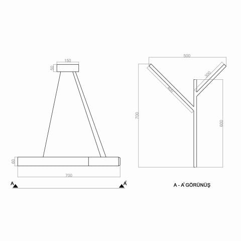 Sarkıt Led Avize Quinze Dal Pro PLA61141 Led Avize