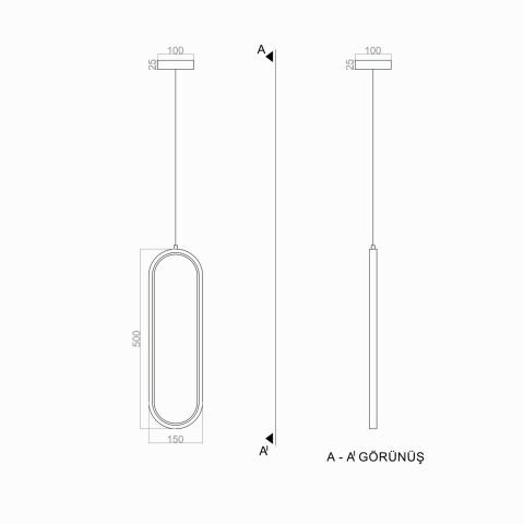 Sarkıt Led Avize Tekli PLA30074A Led Avize