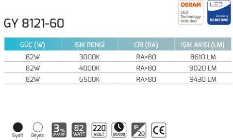 Goya Gy 8121-60 82 Watt Sarkıt Linear Armatur