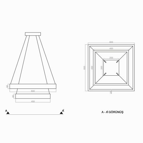 Sarkıt Led Avize Quinze Kare Pro PLA61111 Led Avize
