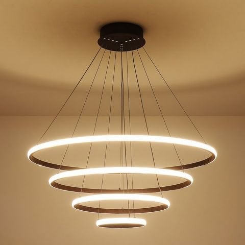 Sarkıt Led Avize 4lü Halka Pro PLA30104 Led Avize Beyaz RAL9003 - 3000K - Gün Işığı