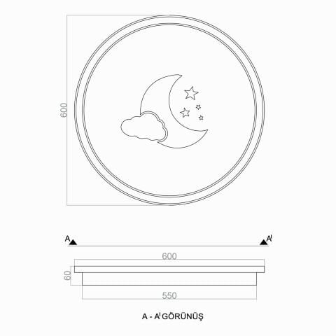Plafonyer Led Avize PLA54105B Moon