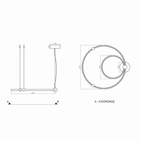 Sarkıt Led Avize Circle Sphere PLA30071 Led Avize