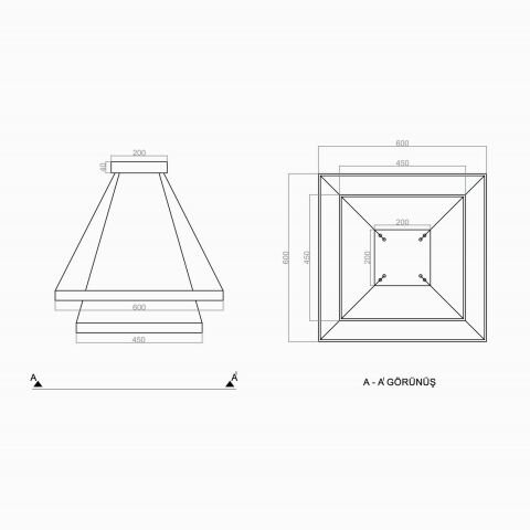 Sarkıt Led Avize Dikköşe PLA30011 Led Avize