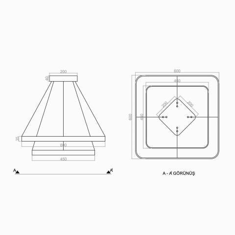 Sarkıt Led Avize OvalKöşe PLA30012 Led Avize