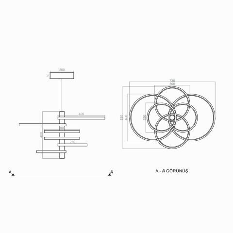Sarkıt Led Avize Bangle Pro PLA30069 Led Avize