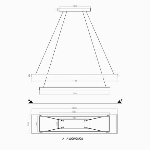 Sarkıt Led Avize Köşe Larga PLA30021 Led Avize