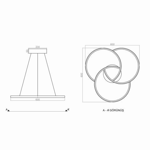 Sarkıt Led Avize Triple Bond PLA30032 Led Avize