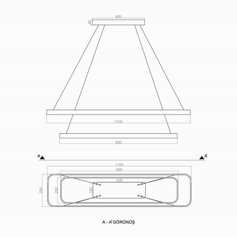 Sarkıt Led Avize Oval Köşe Larga PLA30022 Led Avize