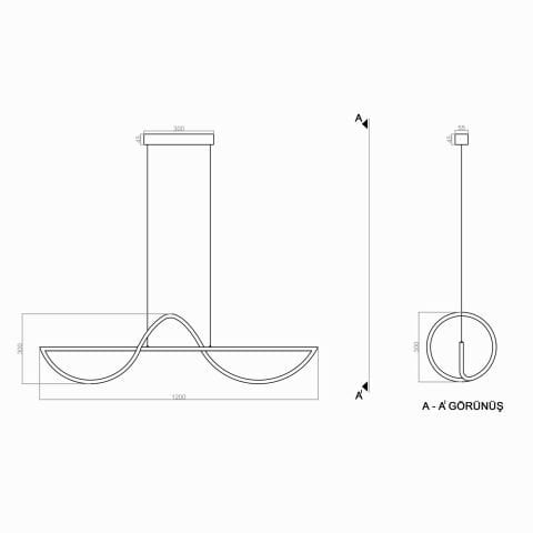 Sarkıt Led Avize  Parkur Sinus PLA80025 Led Avize