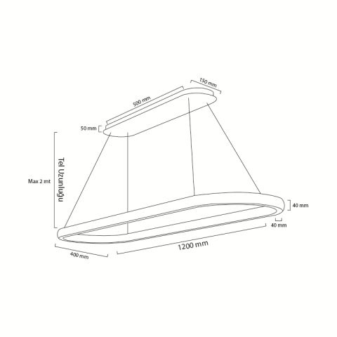 Goya Gy 8263-40x180 300 Watt Sarkıt Linear Armatür Siyah - 6500K - Beyaz
