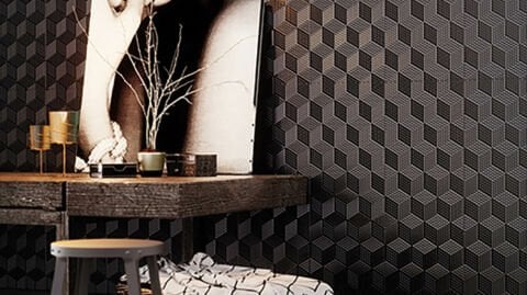Duvar Karosu Cube Texture Siyah Mat 30x90