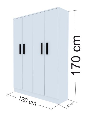 Kıyafet Dolabı 4 Kapaklı  Beyaz 120*170*37cm