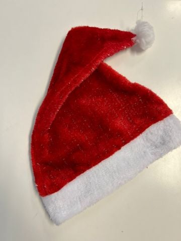 Yılbaşı Noel Baba Şapkası Peluş Kırmızı-Gümüş
