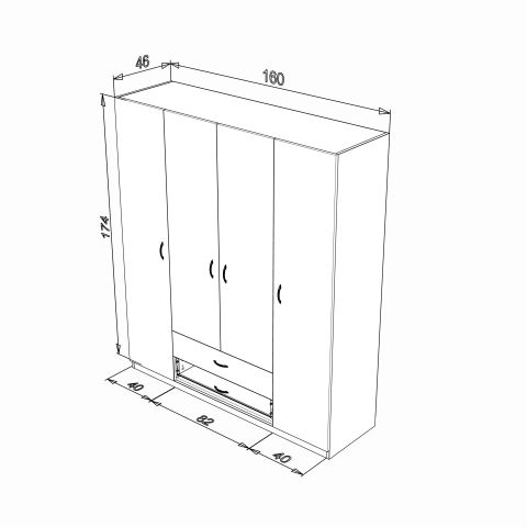 Çok Amaçlı Dolap  Albino Beyaz 174*46*60