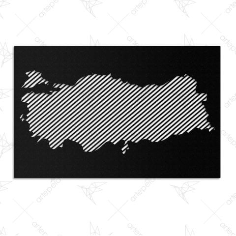 Türkiye Haritası Metal Tablo Siyah 60*100cm