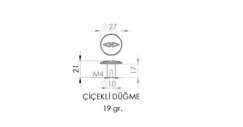 Kulp Düğme ÇİÇEKLİ Mat Krom