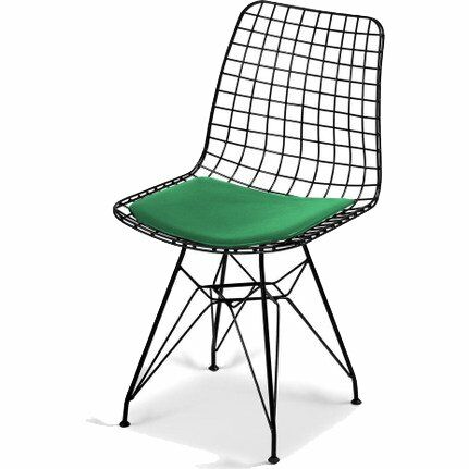 Tel Sandalye Siyah-Yeşil Minder