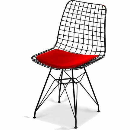 Tel Sandalye Siyah-Kırmızı Minder