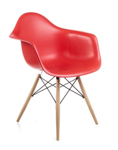 Lisa Ahşap Ayaklı Plastik Sandalye Kırmızı