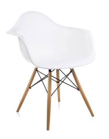 Lisa Ahşap Ayaklı Plastik Sandalye Beyaz