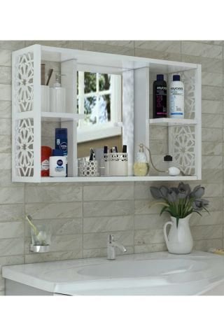 Banyo Dolabı Aynalı Üst modül Beyaz 80x20x50cm