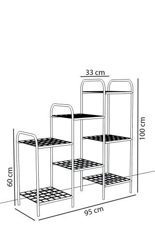 Saksılık Metal 7 Raflı Siyah 95x31x100cm