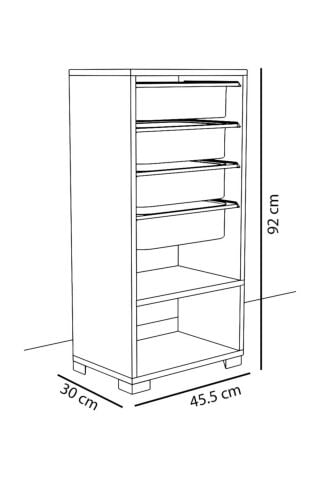 Çok Amaçlı Dolap 4 Sepetli Beyaz 45.5x30x97.5cm