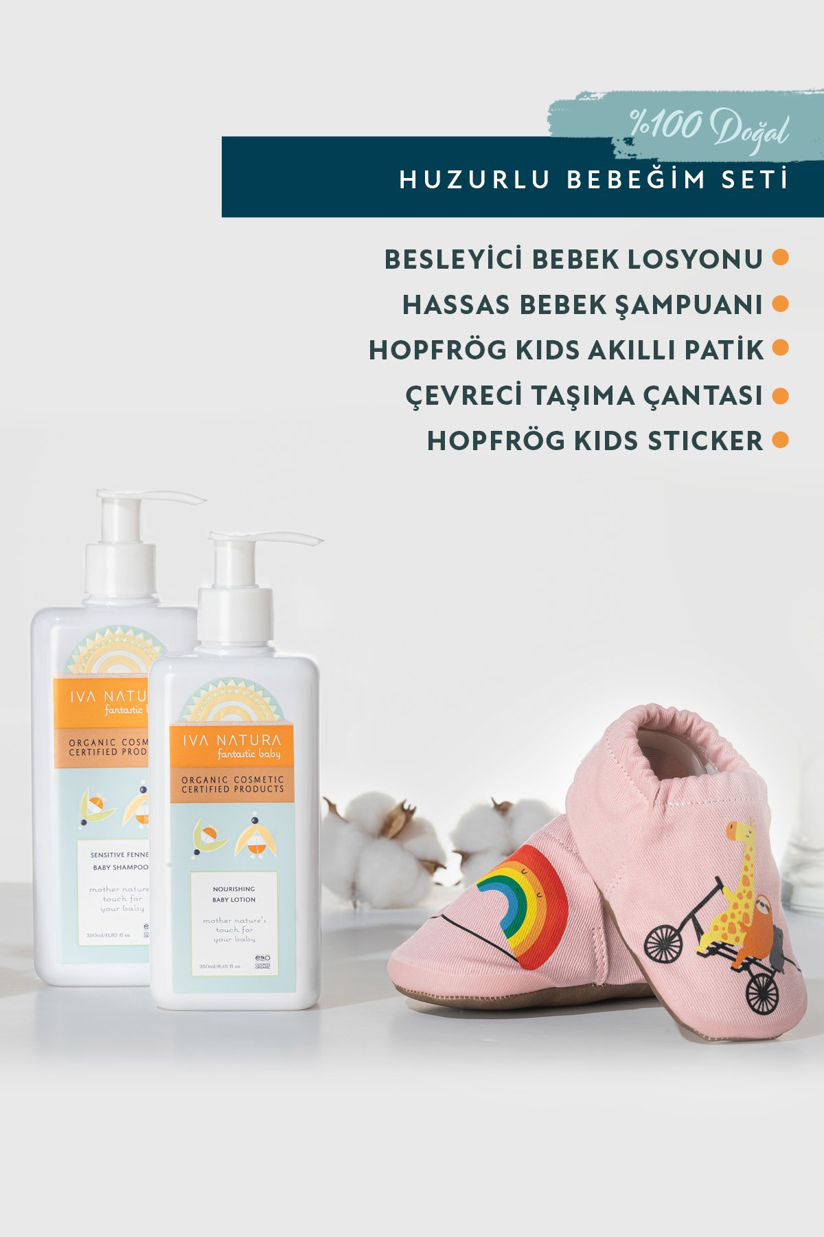 IVA NATURA & Hopfrög Kids Huzurlu Bebeğim Seti - Pembe