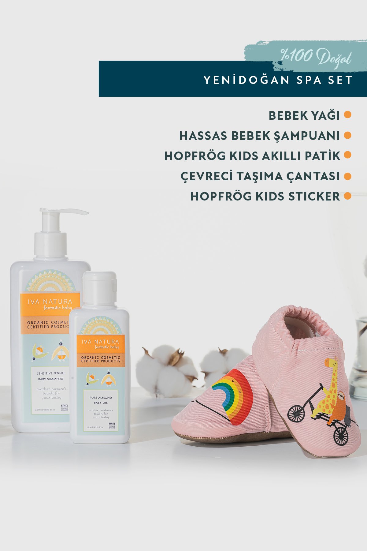 IVA NATURA & Hopfrög Kids Yenidoğan Spa Seti - Pembe